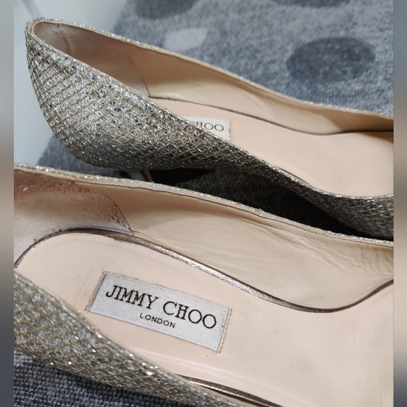 Jimmy Choo Peep Toe Metallic Heels - 41 - Picture 4 of 15